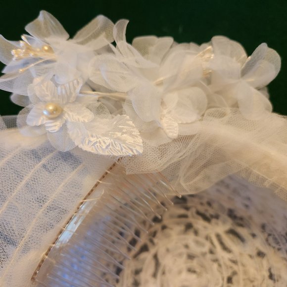 Vintage Juliet Veils 1980 Wedding Veil Hat & Back Veil, by Chicago Bead Works